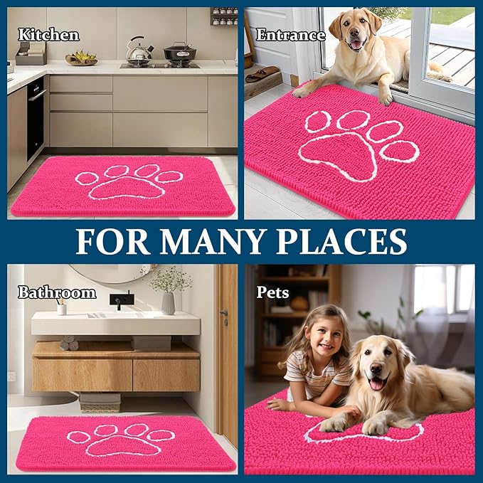 OLANLY Dog Door Mat for Muddy Paws 36x24, Paw Print Design, Absorbs Moisture - Image 8