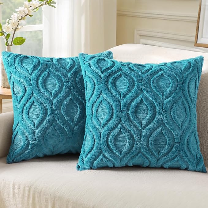 decorUhome Summer Throw Pillow Covers 26x26 Inch Set of 2, Soft Plush Faux Wool by decorUhome