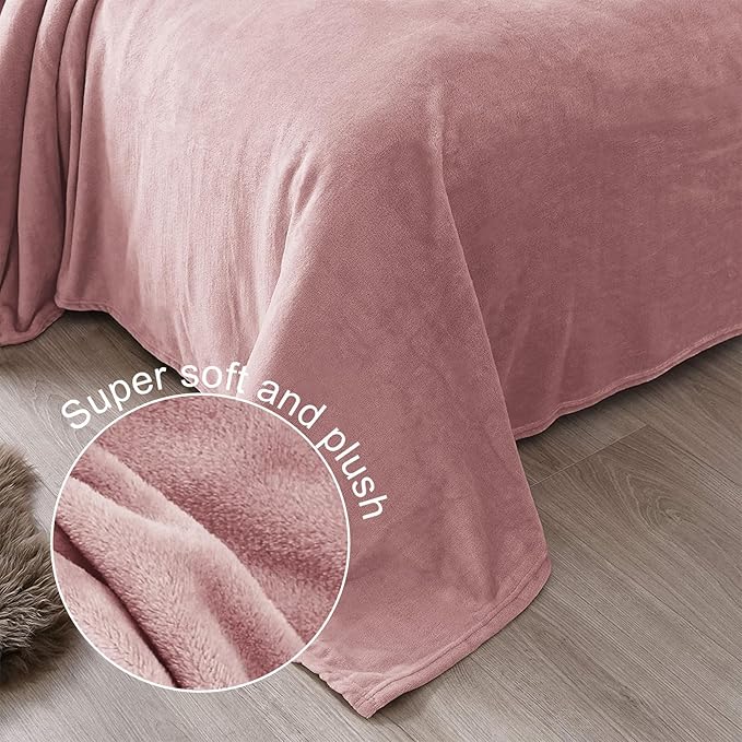 Exclusivo Mezcla Fleece Dusty Pink Throw Blanket - Image 5