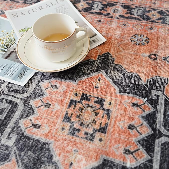 Washable 2x3 Small Area Rug: Vintage Indoor Soft Non Slip Door Mat Stain - Image 5