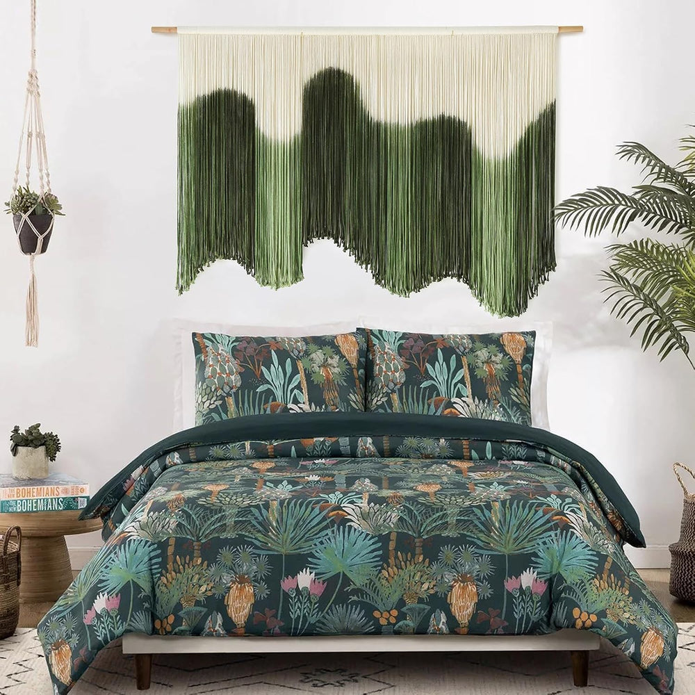 Macrame Wall Hanging Green Hand-Dyed Ombre Fiber Art Geometric 57"W*39&q...