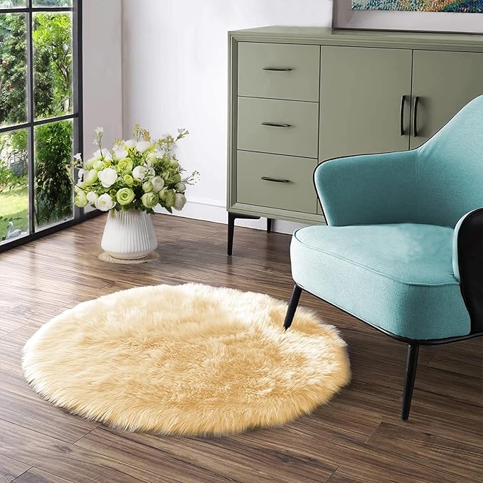 Latepis Yellow Fluffy Circle Rugs - Image 7
