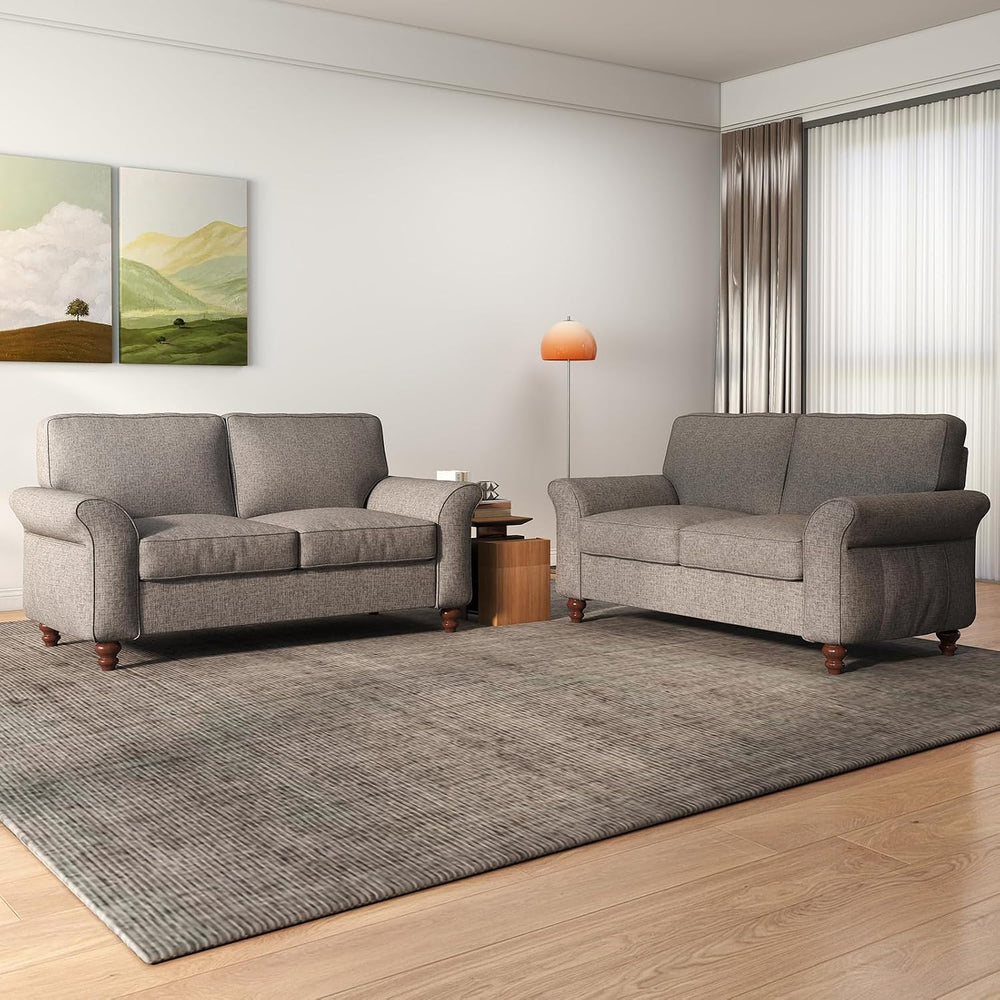 EBELLO 2 Piece Living Room Sofa Set, Wood Frame and Sturdy Legs, Modern Uphol...