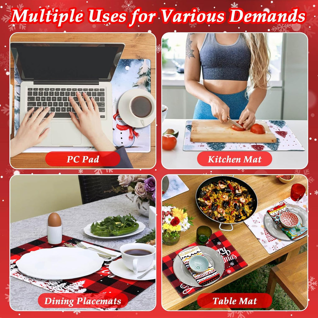 Billbotk Christmas Placemats Set of 6, Non-Slip Place Mats for Dining Table and Christmas Decorations