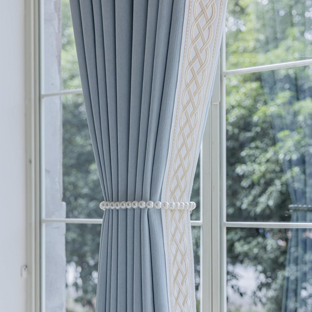 VisionaryHomeDesign X Kinsey Walsh Blue Cotton Blend Curtains 50Wx96L