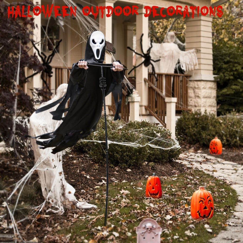 LarpGears Halloween Scarecrow Ghost Outdoor Decorations, 7.5Ft Halloween Rota...