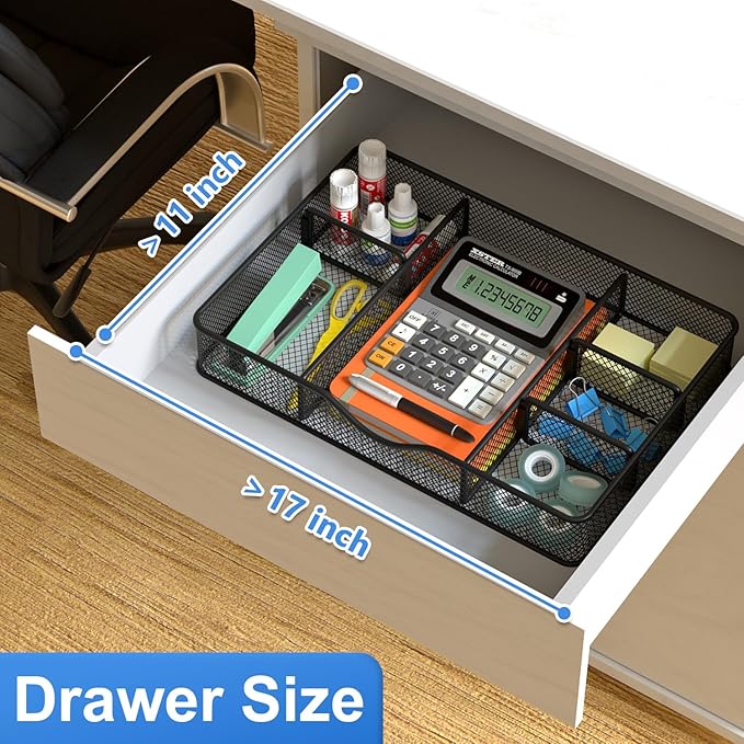 VyGrow Desk Drawer Organizer, Metal Mesh Drawer Organizer Tray - Image 6