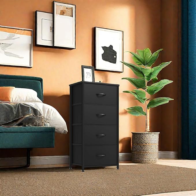 DWVO Storage Tower with 4 Drawers - Fabric Dresser, Organizer Unit, Living Ro...
