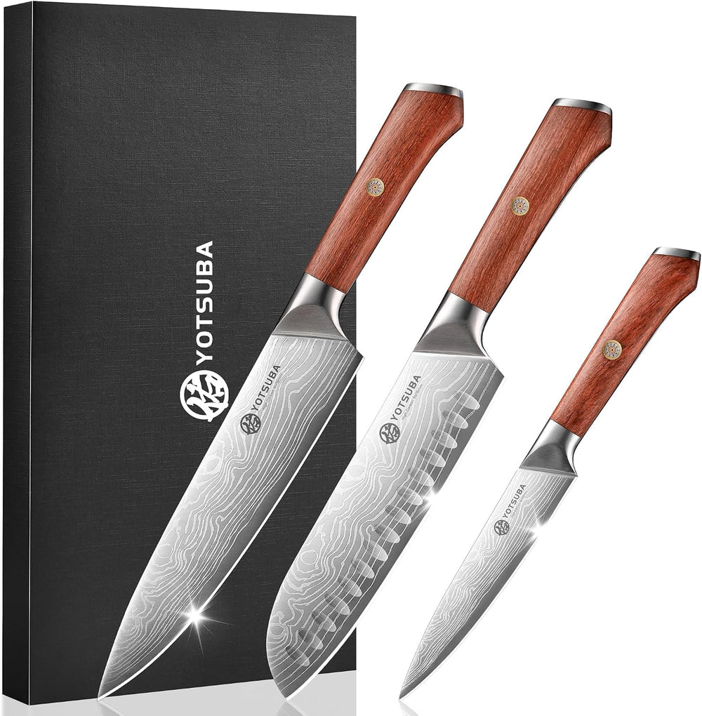 YOTSUBA 3 PCS Japanese Kitchen Knife Set, Razor Sharp High Carbon Stainless