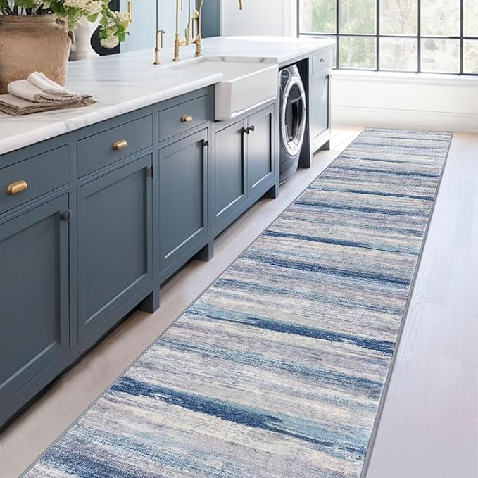 KOZYFLY Modern Abstract Washable Long Rug Runner 2.6x18 Hallway Rug Runner