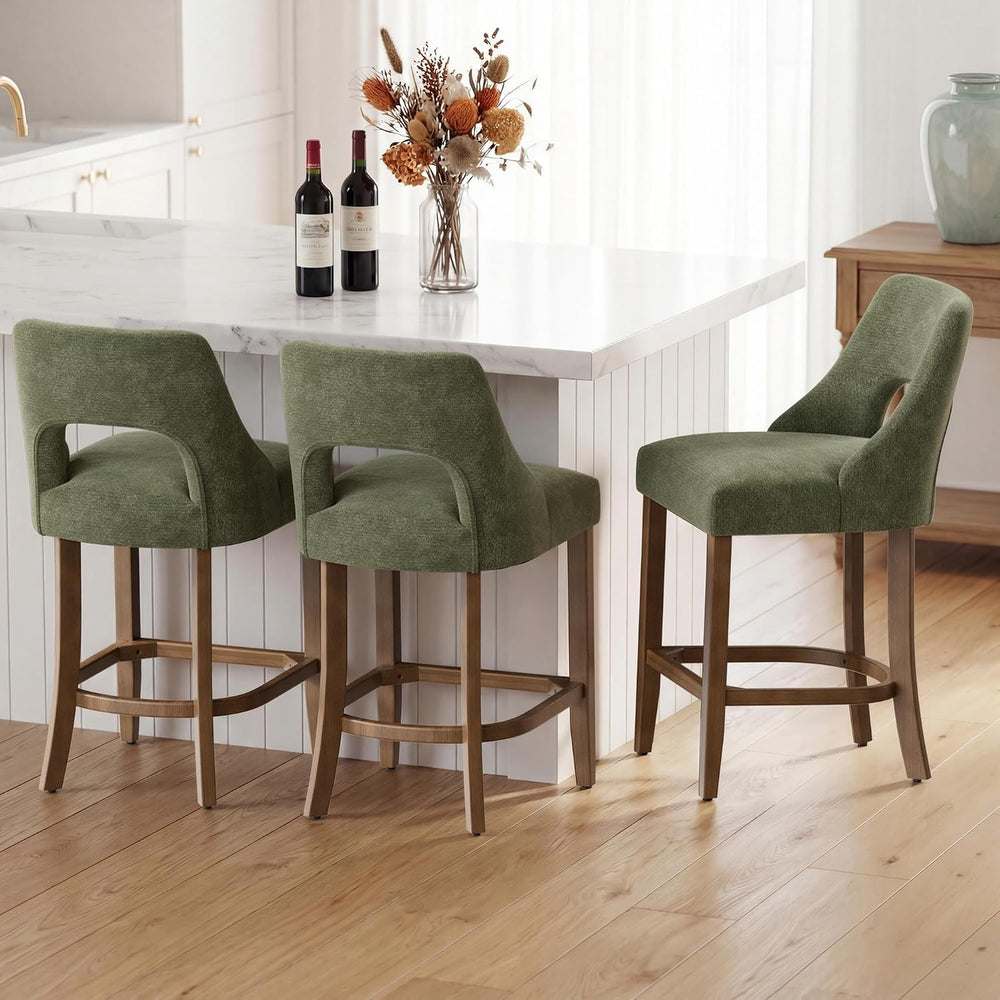UVV Bar Stools Set of 2, Upholstered Counter Height Bar Stools, Modern Counte...