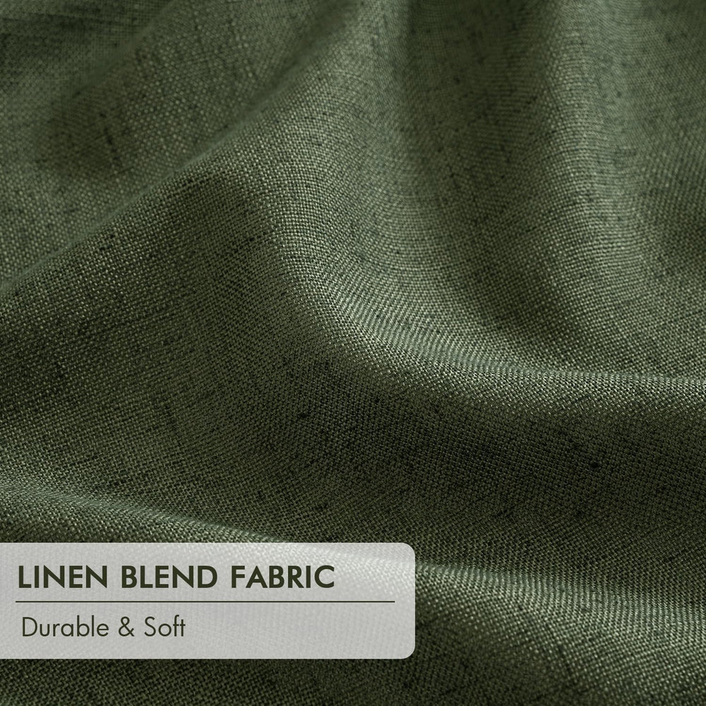 MIULEE Olive Green Pinch Pleated 100% Blackout Linen Curtains 40x90 Inches