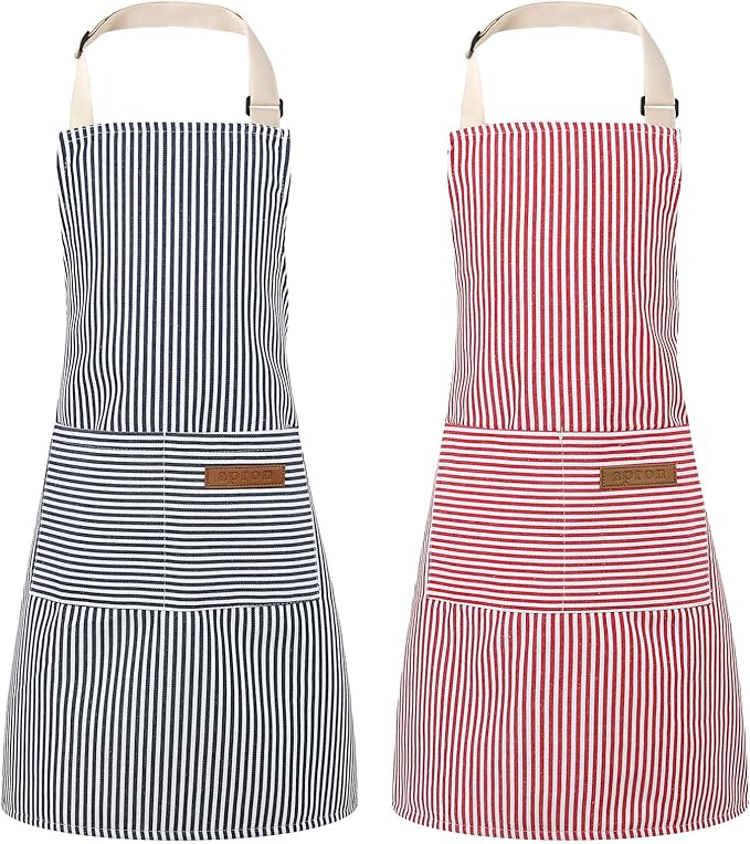 2 Pack Stripes Kids Apron, Kids Cooking Aprons by XLSXEXCL