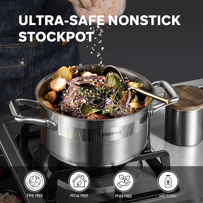 Hybrid Nonstick 3-Quart Stockpot, 8 Inch Stainless Steel Stockpot - Image 3