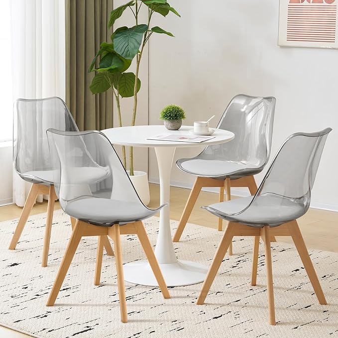 Clear Dining Chairs Set of 2, Modern Acrylic Dining Chair Transparent Chairs ...