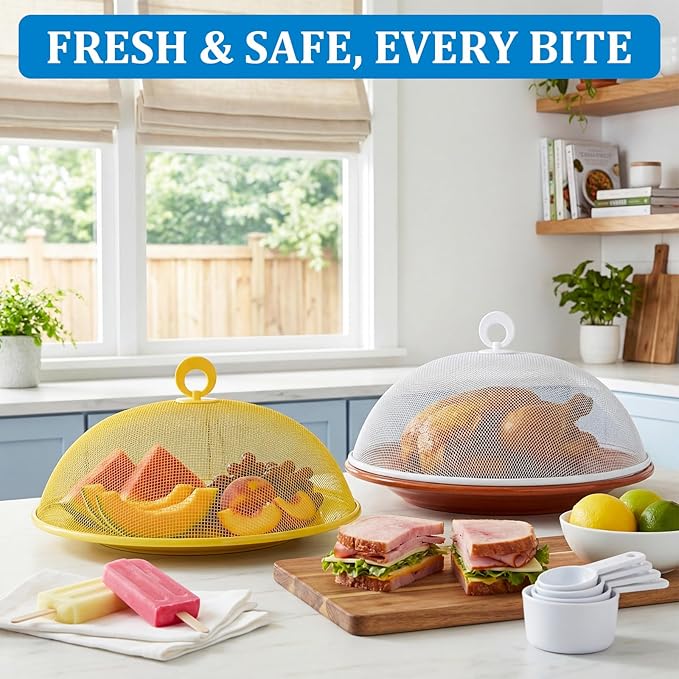 Foaincore 8 Pcs Metal Mesh Food Covers Tent Umbrella 11 Inch Outside Mesh Food - Image 3