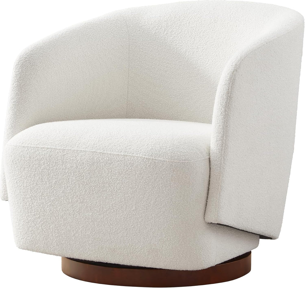 Zihanhome Boucle Swivel Accent Chair, No Assembly Upholstered Armchair