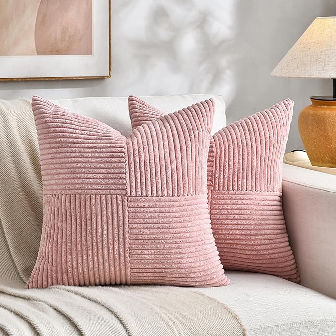 Fancy Homi 2 Packs Blush Pink Euro Decorative Throw Pillow Covers 28x28 Inch by Fancy+Homi