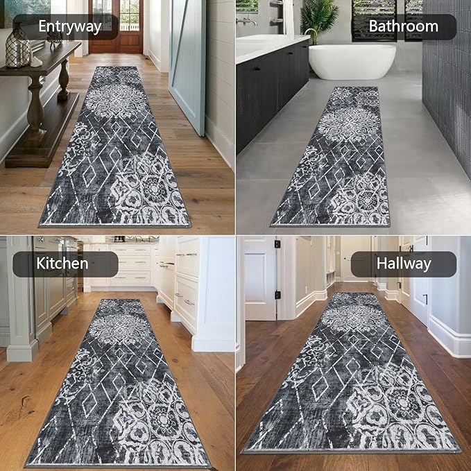 HEBE Hallway Runner Rug 2'8''x8' Washable Vintage Distressed Area Rugs Non Slip - Image 6