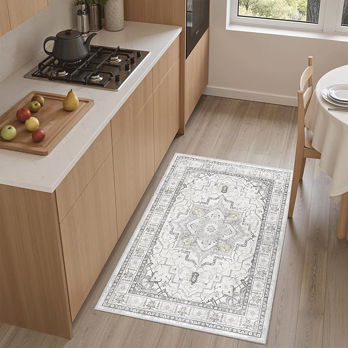 Madane Washable Area Rug 2x3, Small Entryway Rug Non-Slip Vintage Door Mat - Image 2