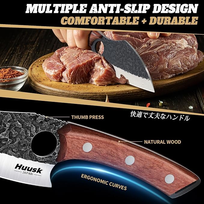 Huusk Butcher Knife Set of 3- Japanese Knife Set - Image 4