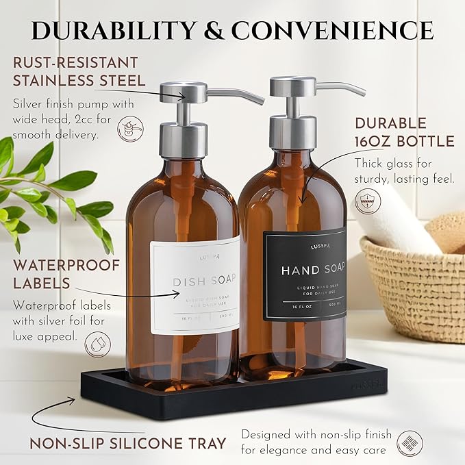 Glass Soap Dispenser Set of 2