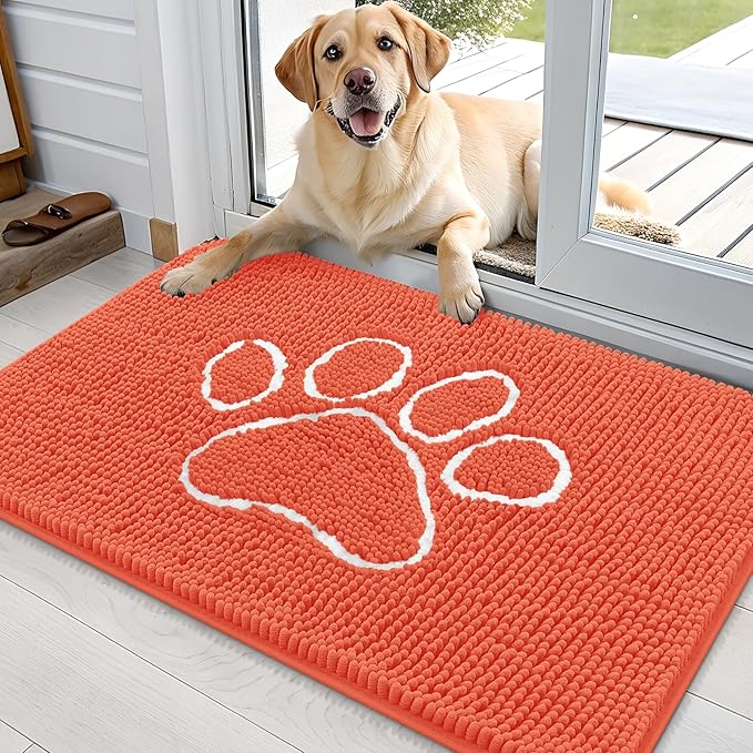 OLANLY Dog Door Mat for Muddy Paws 36x24, Paw Print Design, Absorbs Moisture by OLANLY