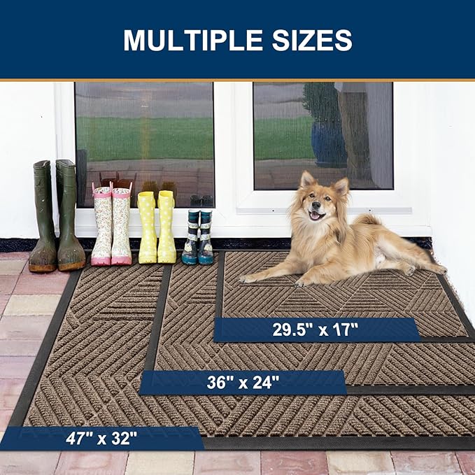 Smiry Front Door Mat Outside Entrance, Heavy Duty Sturdy Natural Rubber Doormat - Image 2