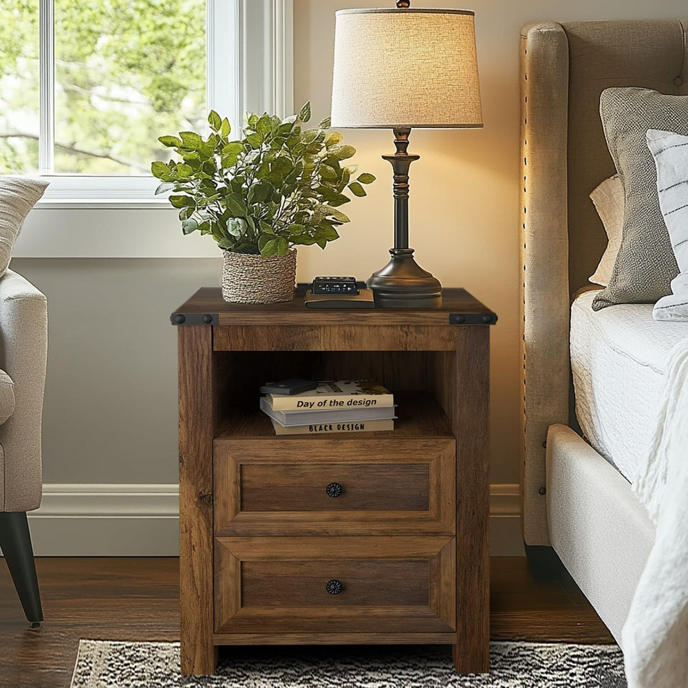 MUUEGM 18" End Tables for Living Room Farmhouse Night Stand with Chargin...