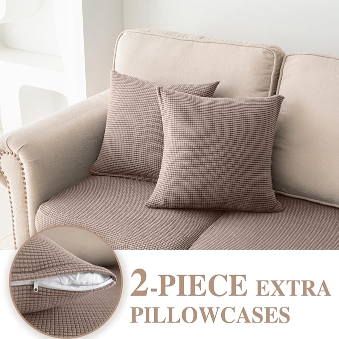 Couch Cushion Covers for Sectional Sofa L Shape Washable Separate Seat Chaise - Image 3
