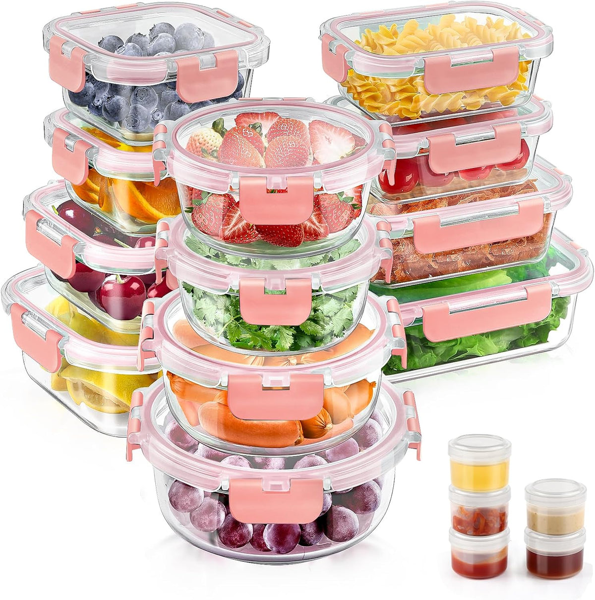 34pcs Glass Food Storage Containers