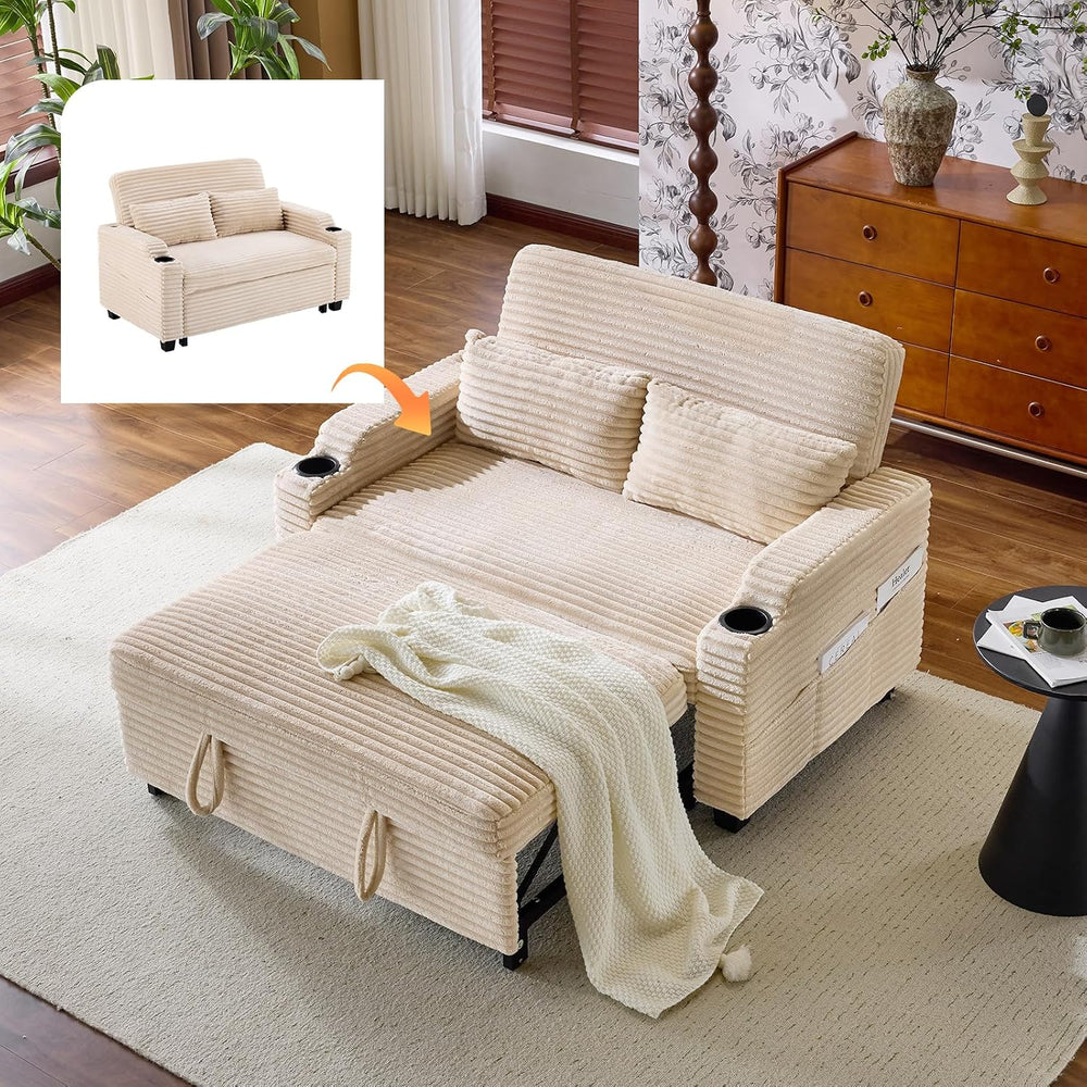 VINGLI Loveseat Sleeper Sofa Couch with Pull Out Chair Bed for Living Room