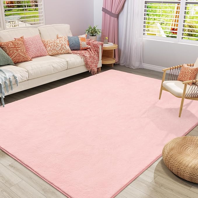 Amearea Large Modern Area Rugs for Bedroom Living Room, 6x9 Feet Pink Thickened by AmeareaDirect