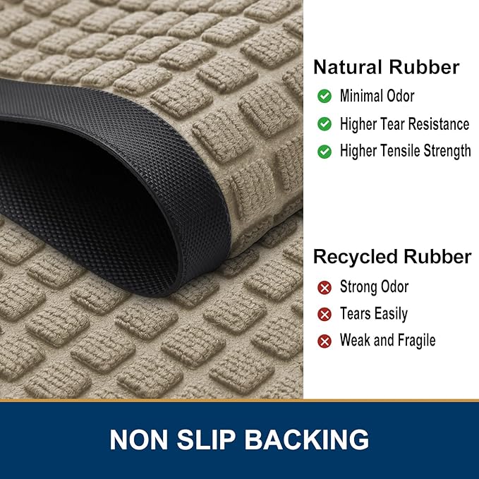Smiry Front Door Mat Outside Entrance, Heavy Duty Natural Rubber Doormat - Image 4