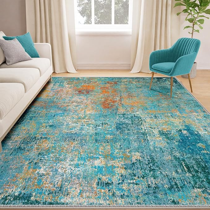 Washable Area Rugs 5'x8' Non-Slip Modern Abstract Soft - Image 9