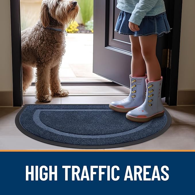 OLANLY Half Circle Door Mat Indoor Outdoor Entrance Welcome, Waterproof - Image 8