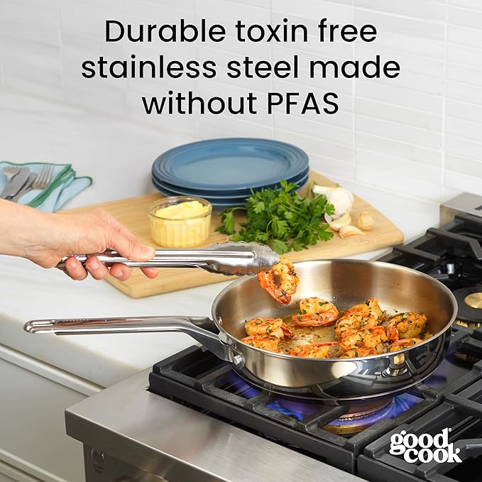 GoodCook Stainless Steel Deep Saute Pan 10.25-Inch, Oven-Safe to 500F & - Image 3