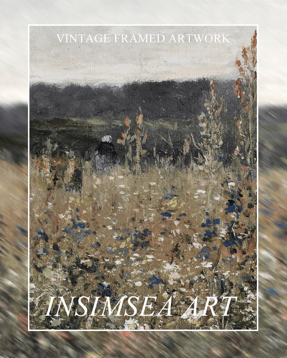 InSimSea Extra Large Framed Vintage Wall Art, Flower Meadow Prints,20x40In