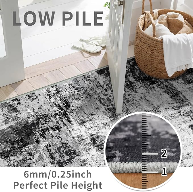 2x6 Washable Runner Rugs for Hallway: Easy-to-Clean Abstract Runners for - Image 3