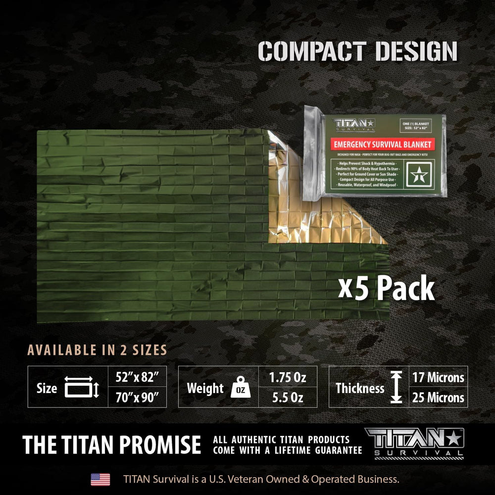 Titan Emergency Blanket 5 Pack Mylar - Thermal Space Blanket