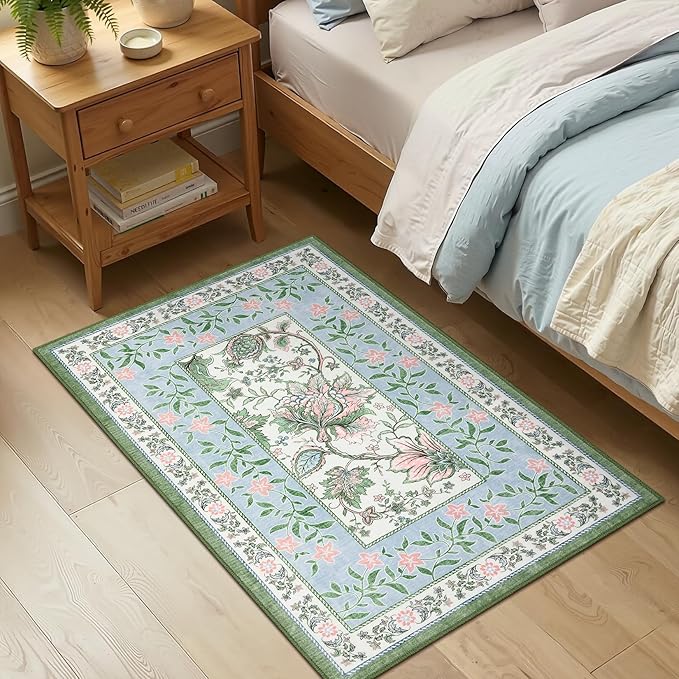 GarveeHome Blue Green Pink 2x3 Door Mat Indoor Rugs - Image 2