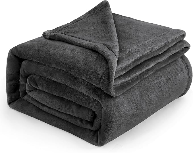 Bedsure GentleSoft Fleece Blankets King Size Dark Grey by BEDSURE