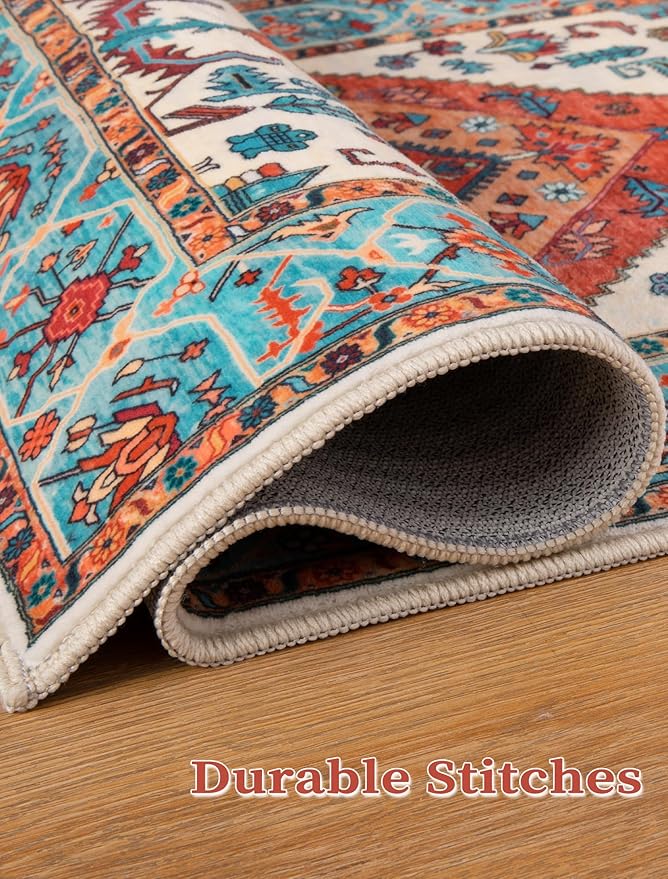 SERISSA Boho Washable Runner Rug, 2x6 Rug Runner Non-Slip Vintage Orange - Image 8