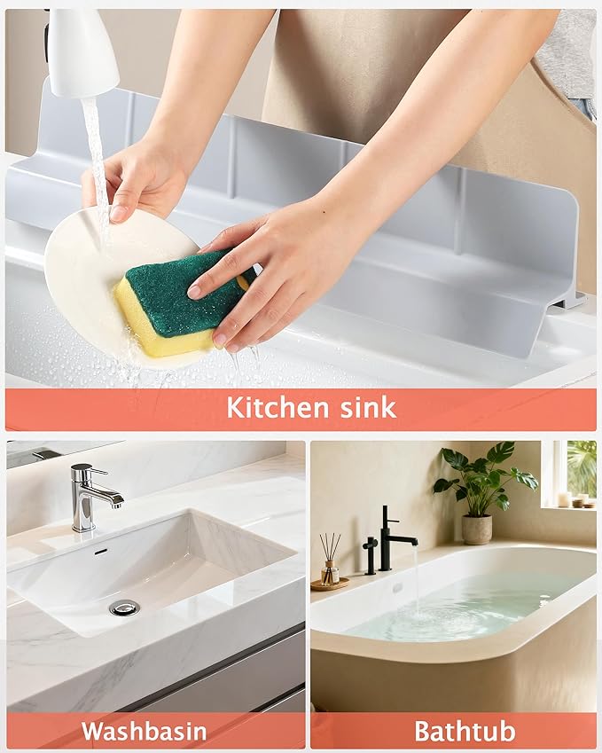 Kitchen Sink Splash Guard 18" 23" 30" Self-Draining Silicone Water Guard - Image 7