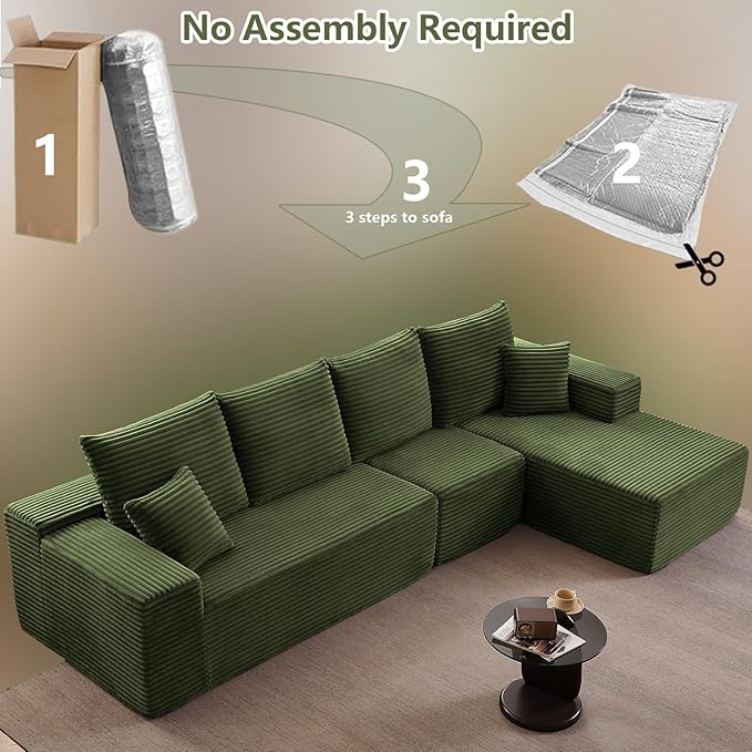 135" Cloud Sectional Couch with L-Shape Chaise, Modern Modular Comfy Sof...