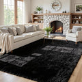 5x7 Area Rugs for Living Room: Ultra Soft Fluffy Shag Black Rug for Bedroom by CarpetAddColortoYourLife