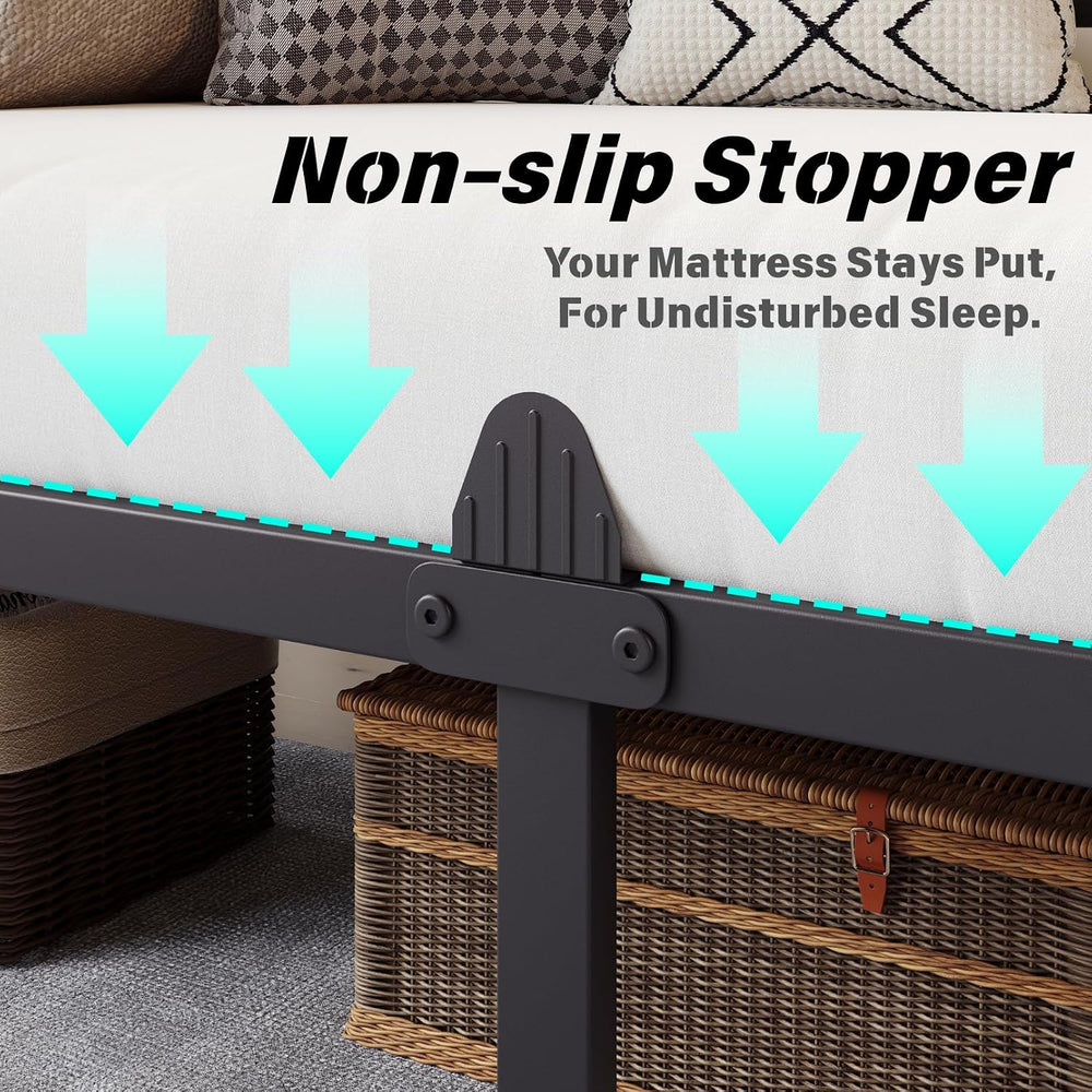 Twin Daybed Frame, Exquisite Day Bed Frame Twin Size with Headboard, Metal Pl...
