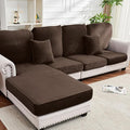 Couch Cover 8-Piece Elastic Velvet Couch Cushion Covers & Chaise Slipcovers by Taque