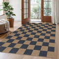 Lahome Colette Checkered Easy Jute Living Room Rugs, 5x7 Dining Room Office Rug by Lahome