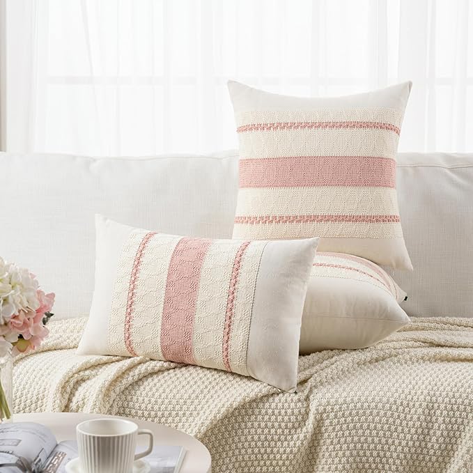 Fancy Homi Set of 1 Boho Pink Euro Decorative Throw Pillow Cover 26x26 Inch - Image 5